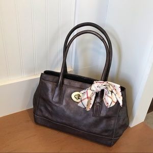 Coach bronze leather Madeline satchel handbag